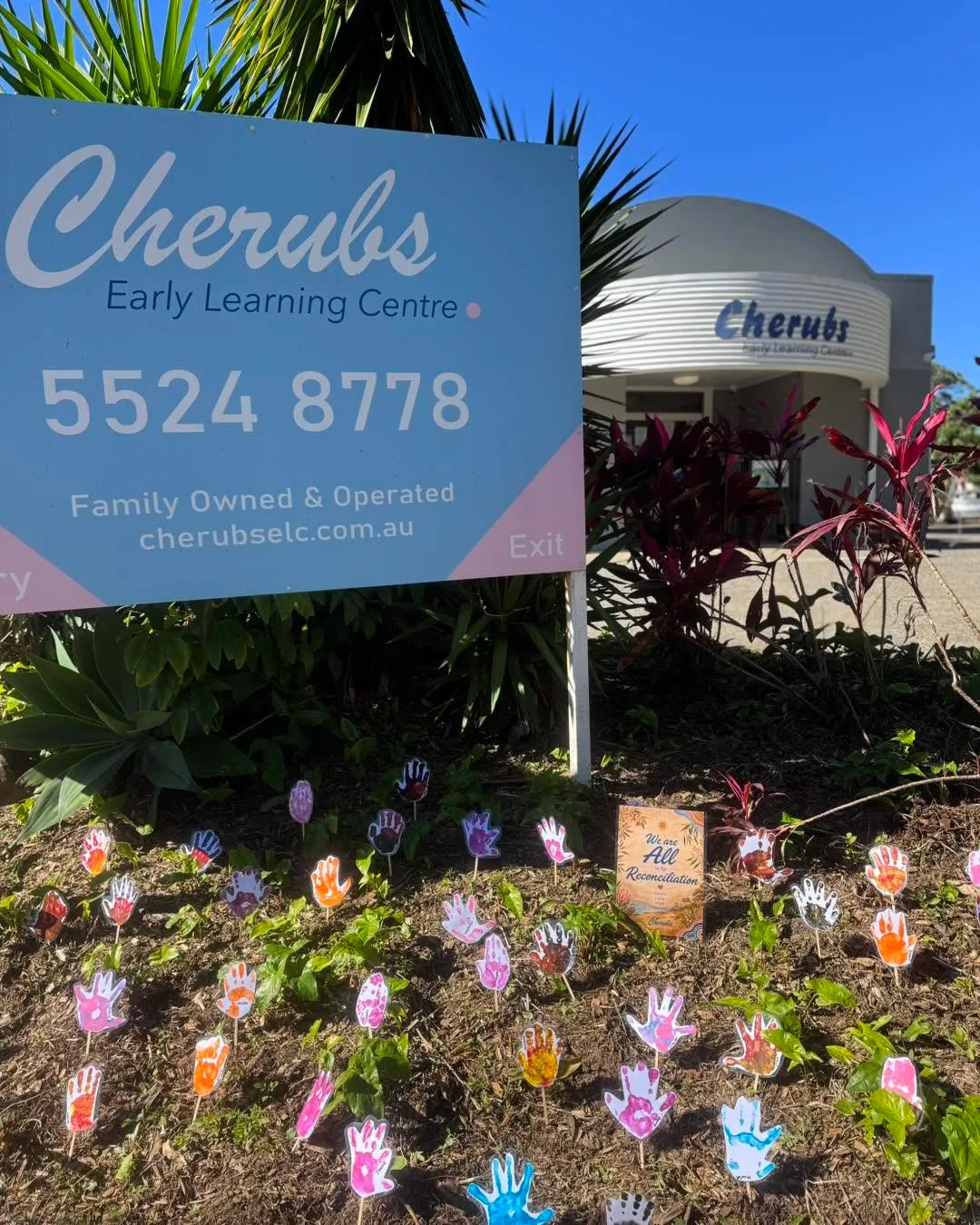 The Cherubs sign at the entrance to Cherubs Banora Point